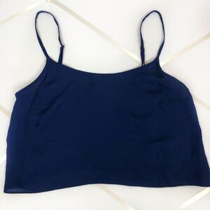 Ramy Brook Navy Blue Semi-Sheer Spaghetti Crop Top
